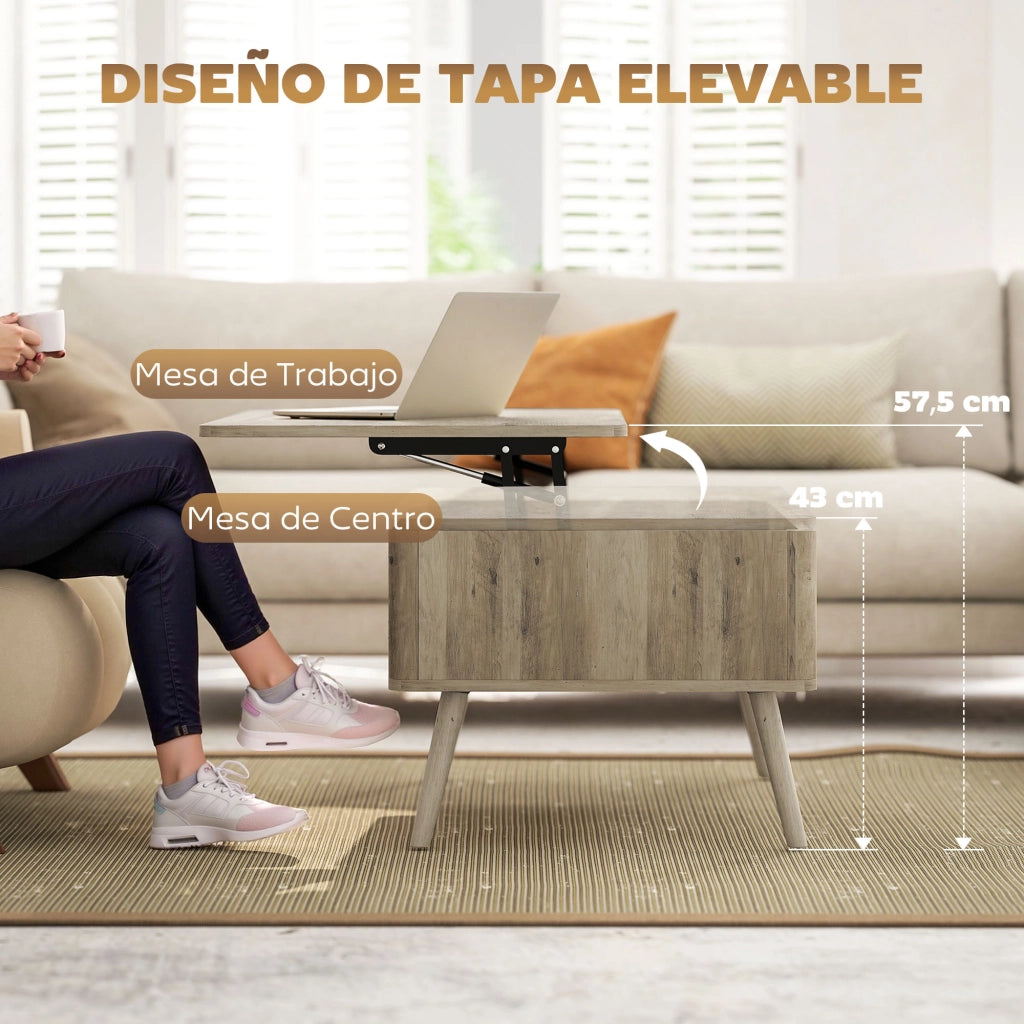 Tavolino da caff¨¨ con contenitore ¨C zephmum ¨C rovere 91x56x43 cm