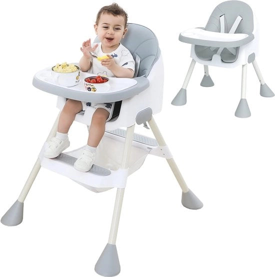 Culla alta per bambini e piccoli con tavolo da stendibimbo rimovibile & cintura di sicurezza regolabile