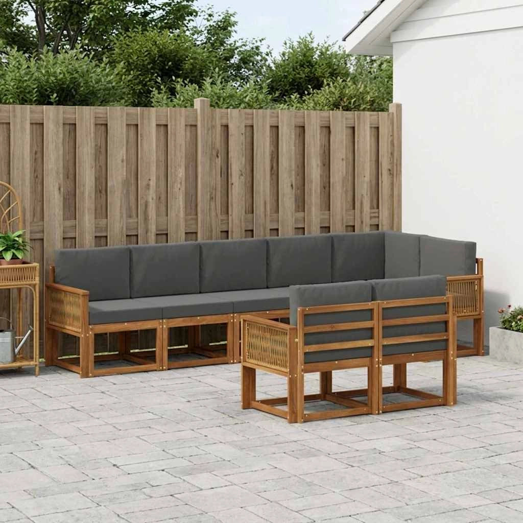 Set di divani da esterno 8 pz Naturale e Antracite Poliestere 3385318