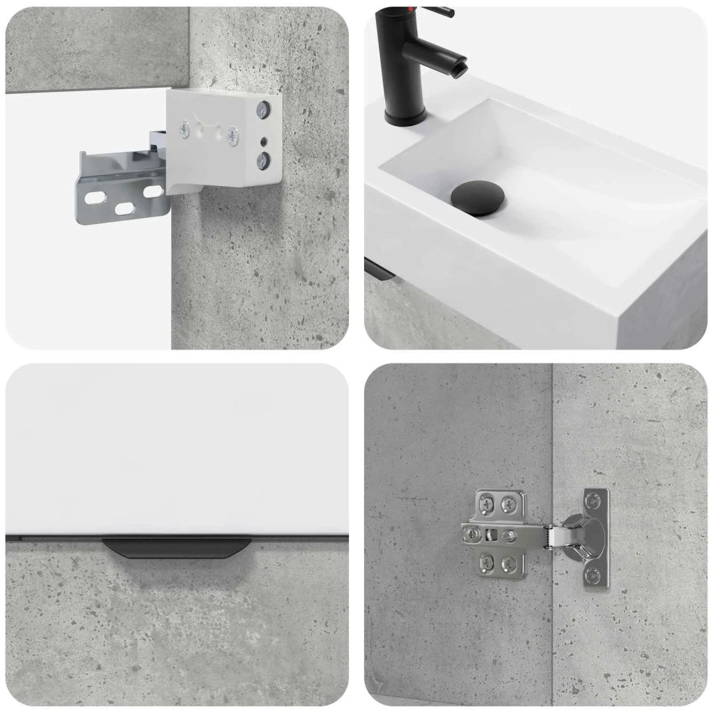 Mobile bagno con rubinetto Grigio Cemento 45,5 x 22,5 x 84 cm