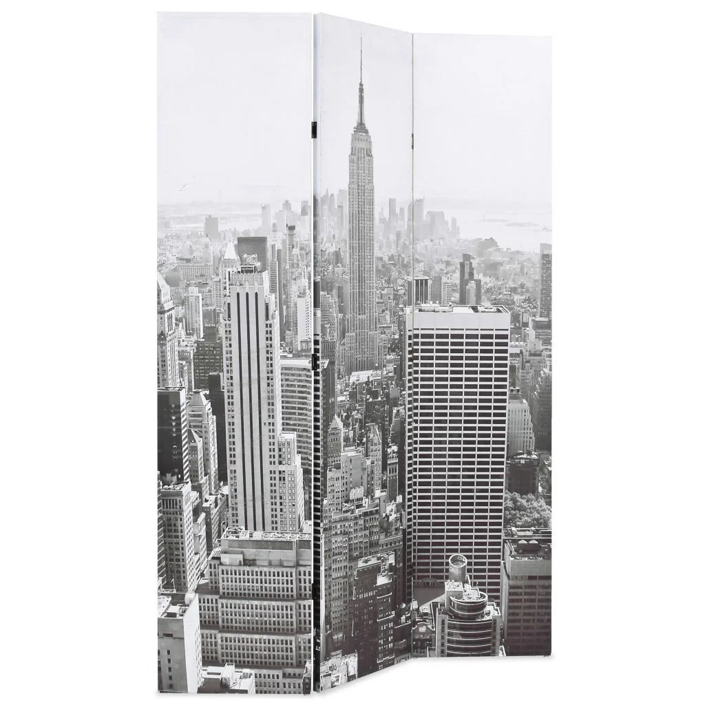 Paravento pieghevole divisorio mobile decorativo 120 cm New York bianco e nero 0802018