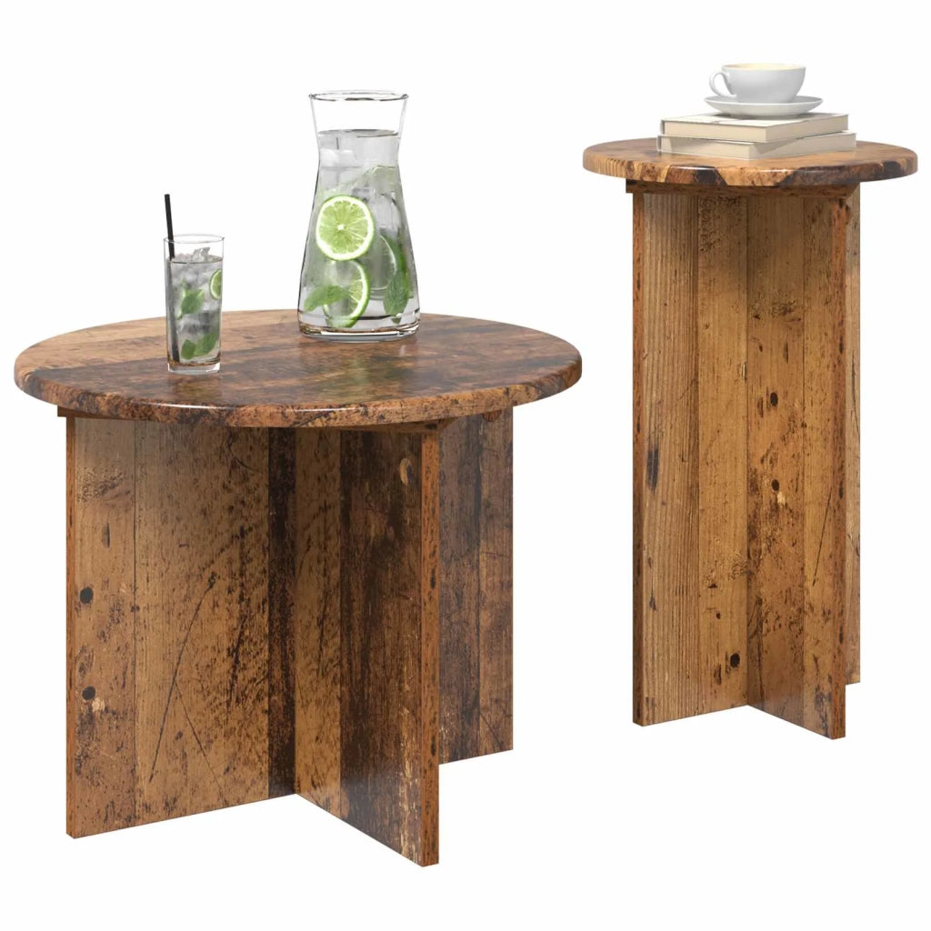 Set tavolini 2 pz Legno antico Ø 45 x 35 cm 8001035