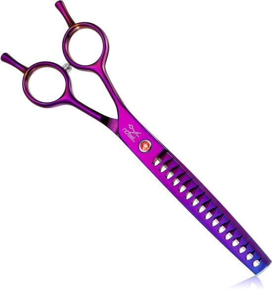 Taglierini Professionali da 19 cm per Cani - 16 Denti Acciaio Inox Giapponese - Viola