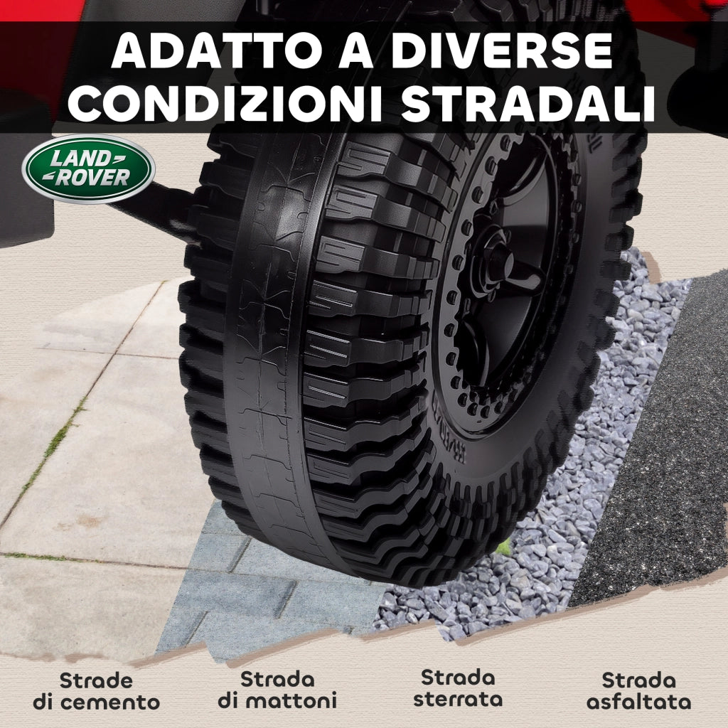 Macchina Elettrica per Bambini Licenza Ufficiale Land Rover Defender 12V con Telecomando Rosso