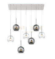 SOSP. BIANCO RETTANGOLARE 7 LUCI VETRI TUTTI PICCOLO (3X TR+ 4X CR) 1155BI-S7 RP-TC