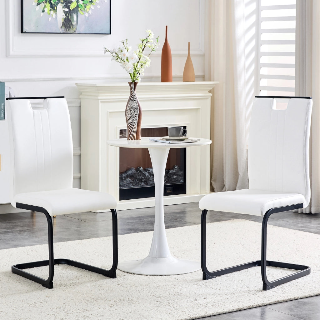 Sedia da Pranzo con Schienale Ergonomico e Piedini Antiscivolo in PU Bianco 75 × 47.5 × 44.5 cm