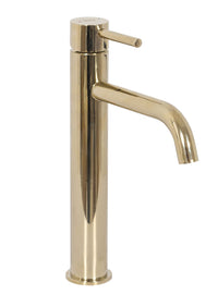 Set Lavabo Da Appoggio Linda Stone + Rubinetto Da Bagno Lungo Gold + Tappo Gold