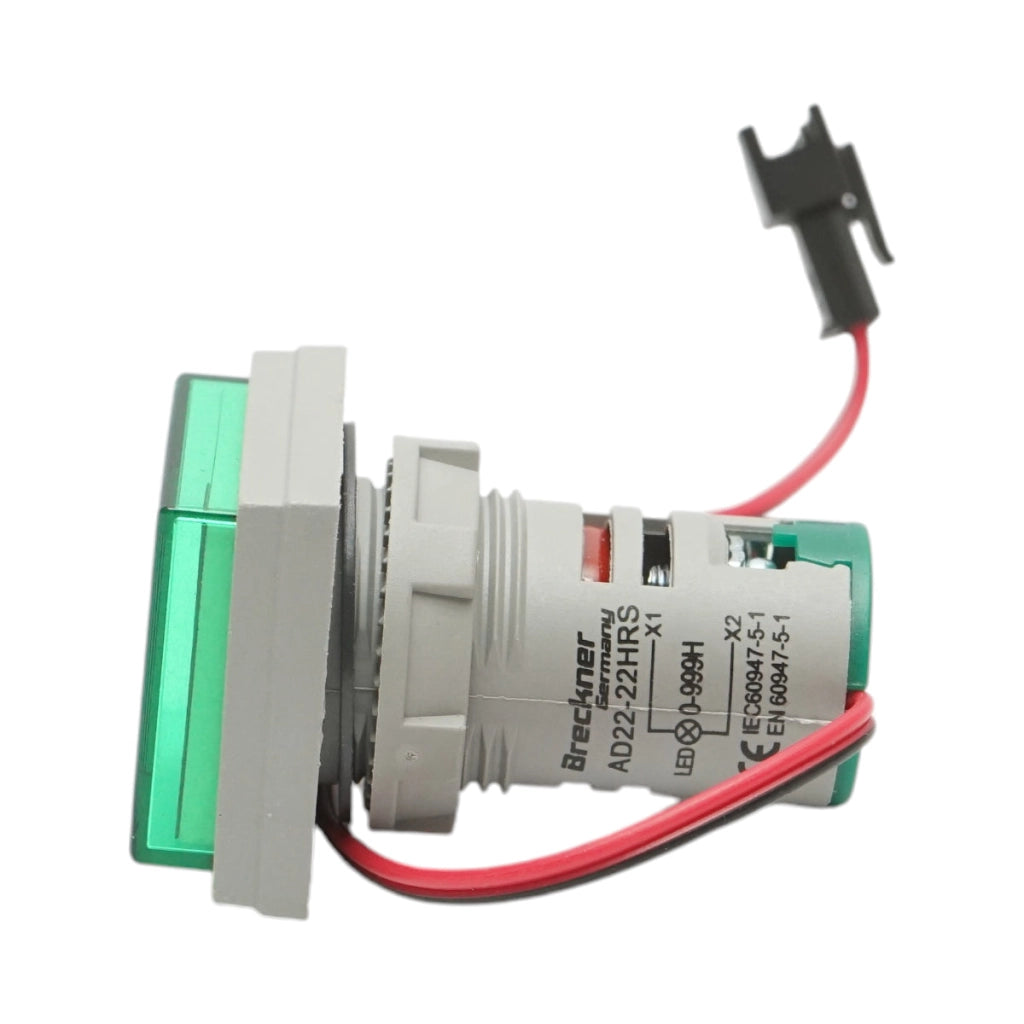 Indicatore digitale delle ore di funzionamento LED verde 0-999H, 220V/380V AC Ø 22mm Breckner Germany