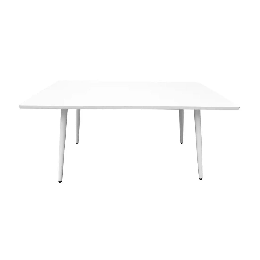 Tavolo da pranzo RENNES – Rettangolare – Piano bianco e gambe in metallo – Design moderno