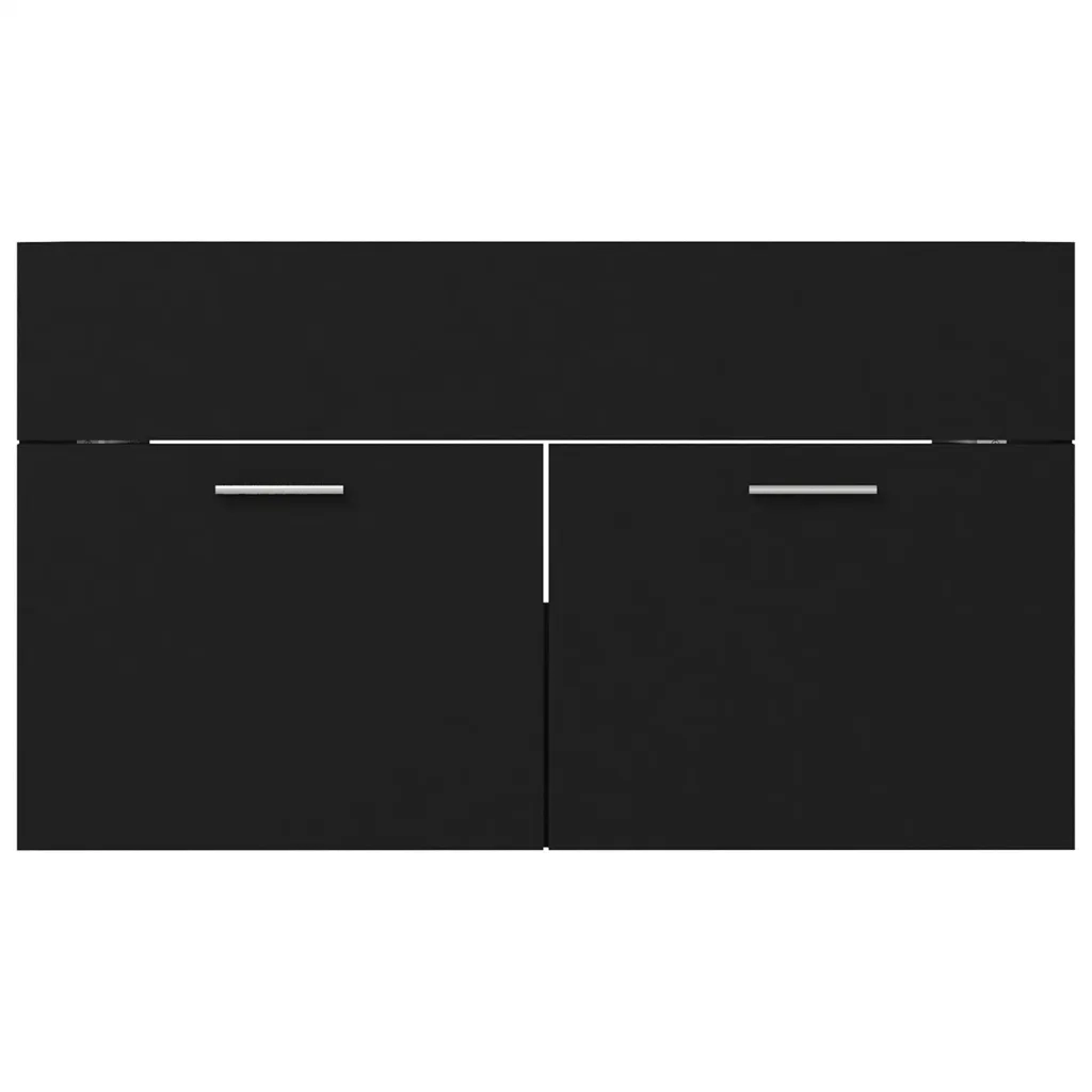 Mobile con Lavabo Integrato Nero in Legno Multistrato