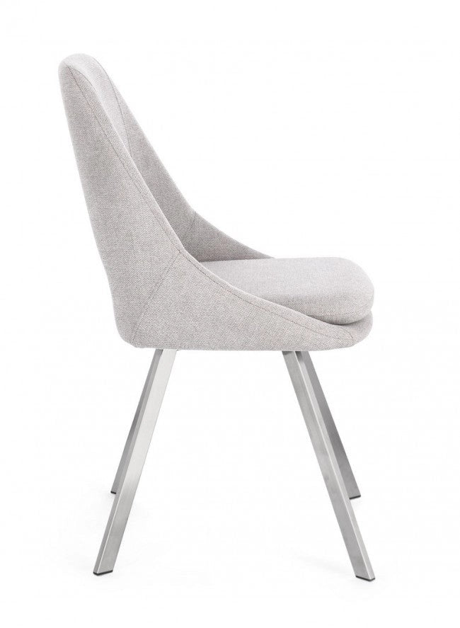 Set 2 Sedie 45x49,5x85 cm Kashar in Tessuto Grigio Chiaro