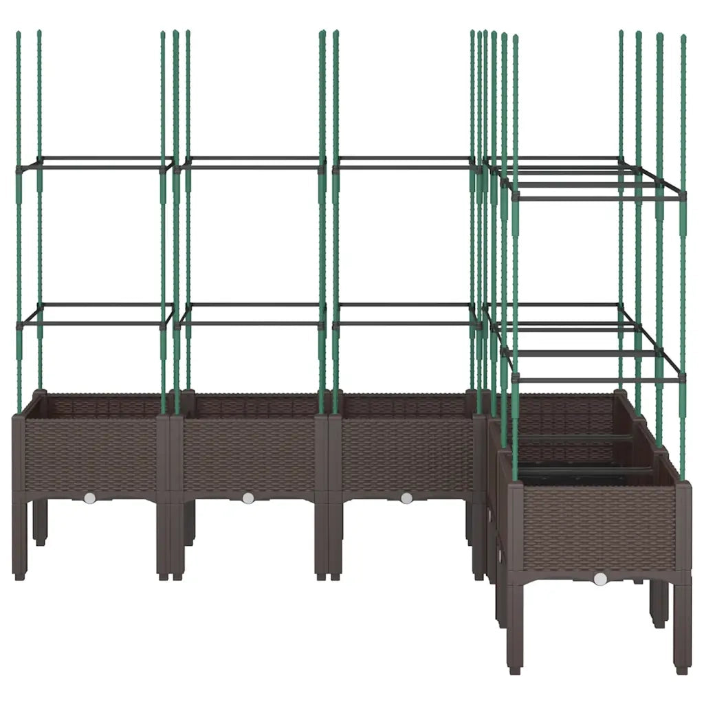 Fioriera | Cassetta per fiori | Vaso Giardino con Graticcio Marrone 160x120x142,5 cm in PP