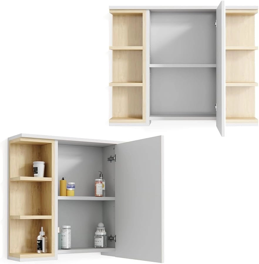 Specchio contenitore bagno Aquis, Bianco, 79.6 x 64 cm, per la conservazione in bagno e combinabile con Aquis