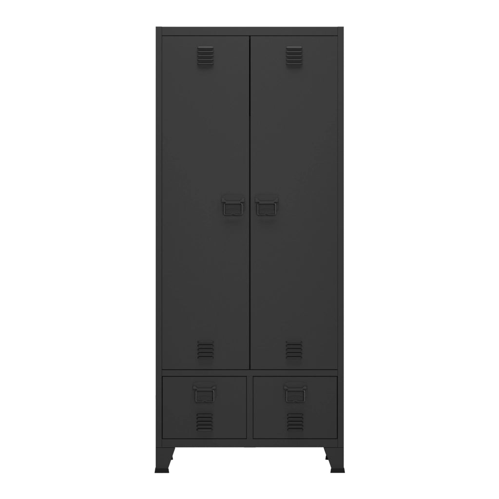 Armadio Hankasalmi per Guardaroba con Cassetti 180 x 90 x 40 cm Acciaio Nero [en.casa]