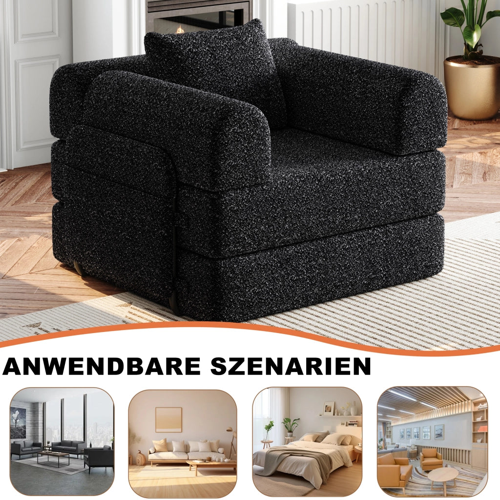 DIVANO LETTO 2-IN-1 in Chenille Nero