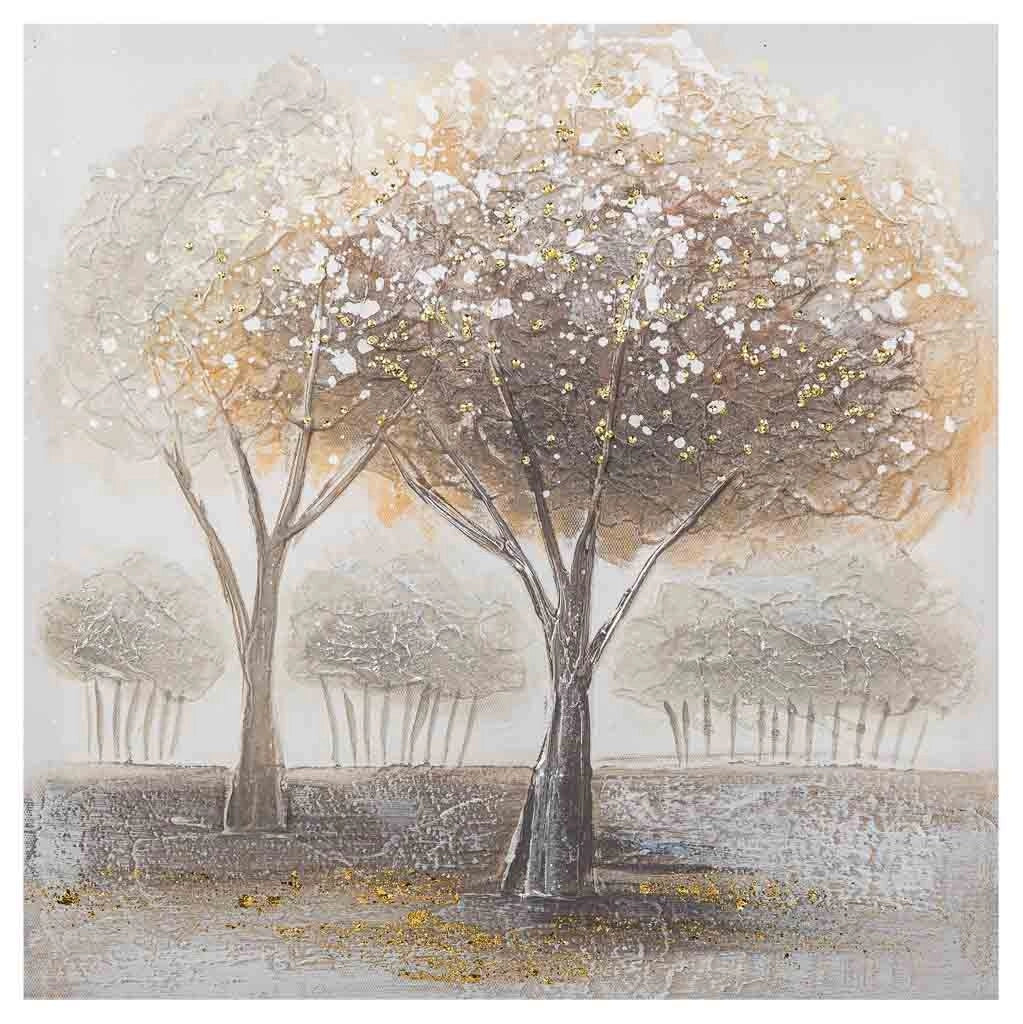 Quadro dipinto a mano con rilievo oro 40x40x2,5h