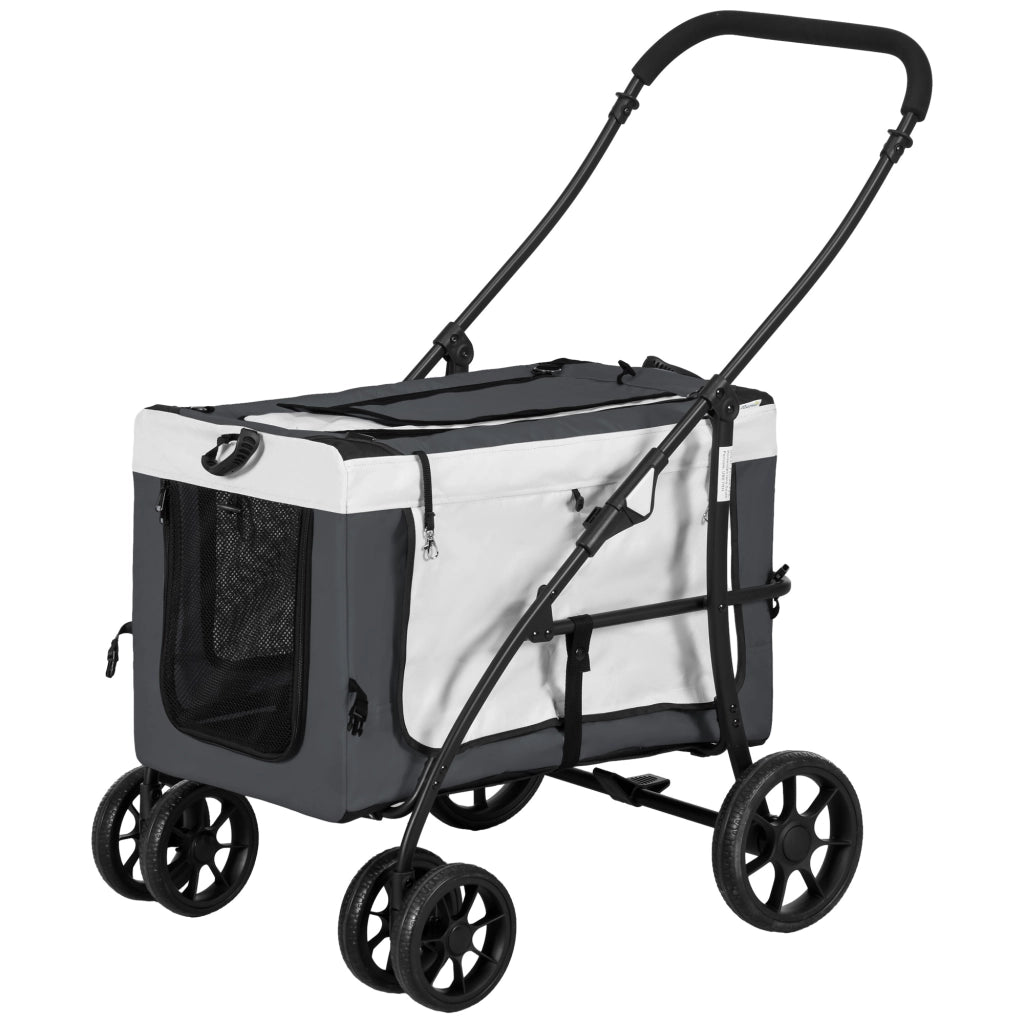 Carrello Pieghevole per Animali ¨C Zephmum ¨C Grigio 81x58x97.5 cm