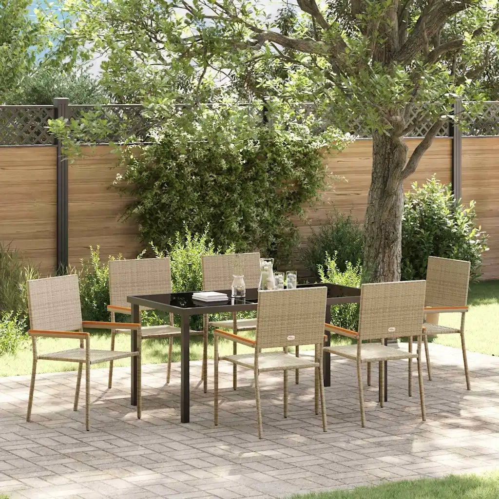 Set da Pranzo per Giardino con cuscino 7 pcs Beige polyrattan 3379720