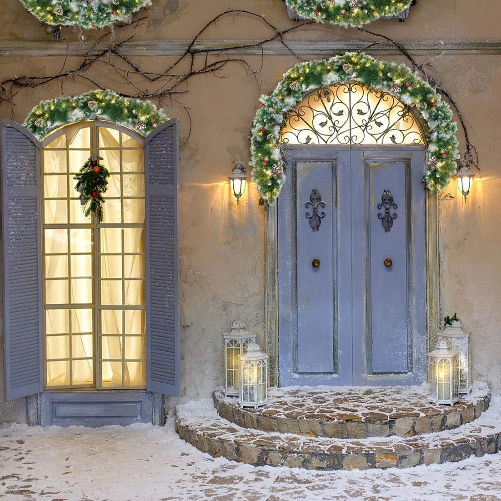 Ghirlanda natalizia con illuminazione, 800 cm, ghirlanda di abete natalizio, funzionamento a batteria con pigne rosse, decorazione natalizia per esterni