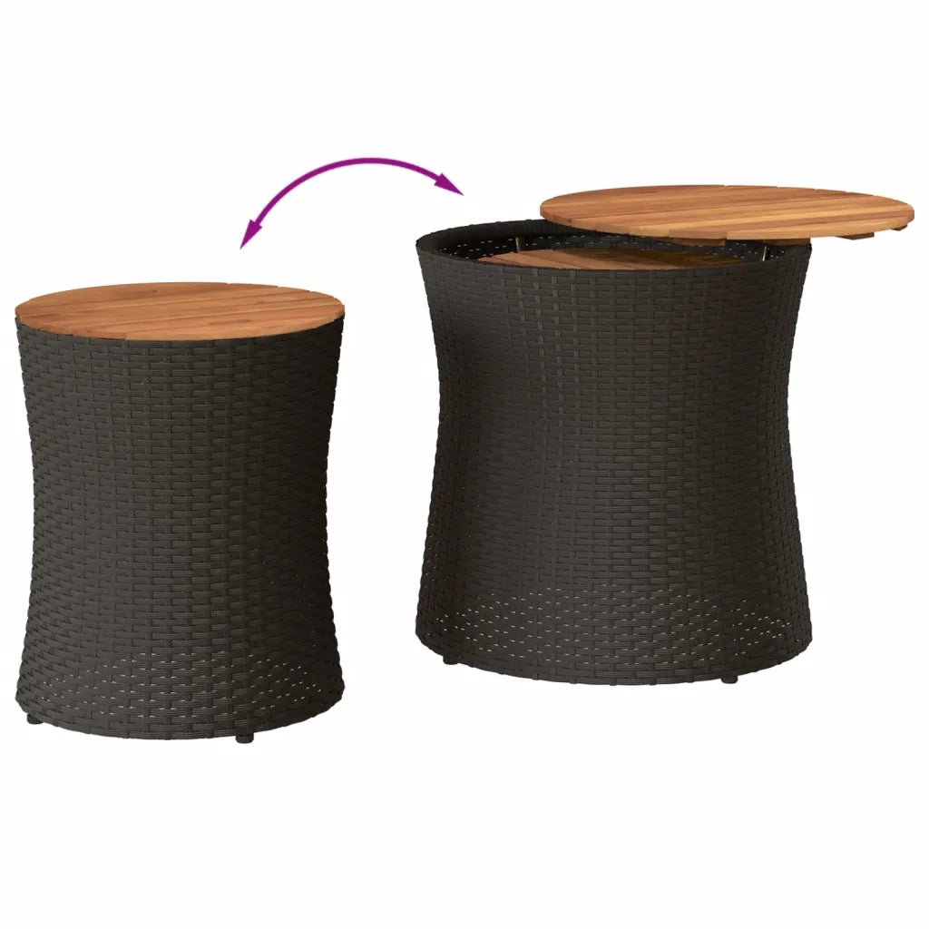 Tavolini da Giardino 2 pz con Piano in Legno Neri in Polyrattan 366288