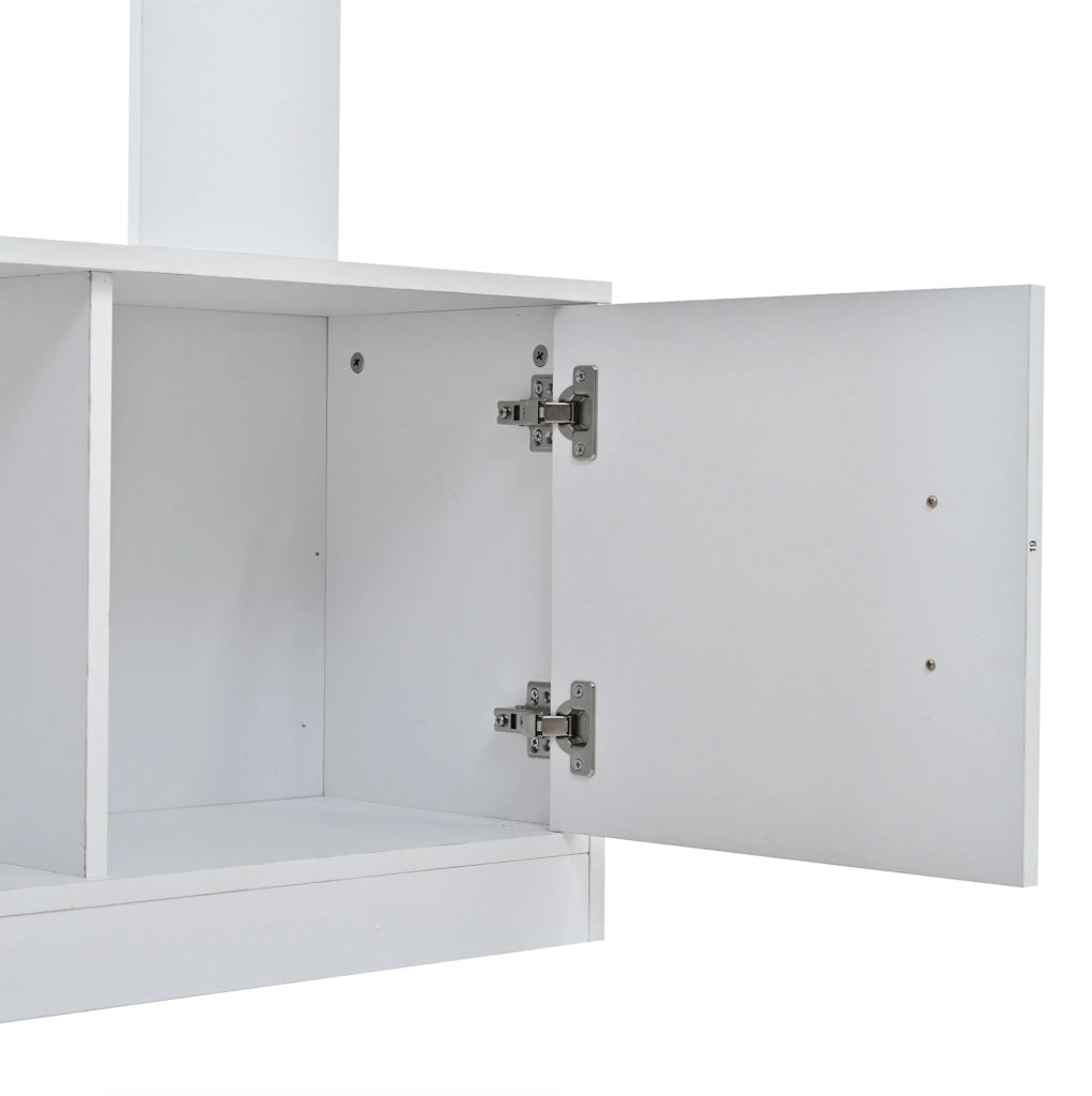 Garderoba ingresso multifunzione 120x30x180 cm con specchio; scarpiera ribaltabile e 6 ganci; bianco