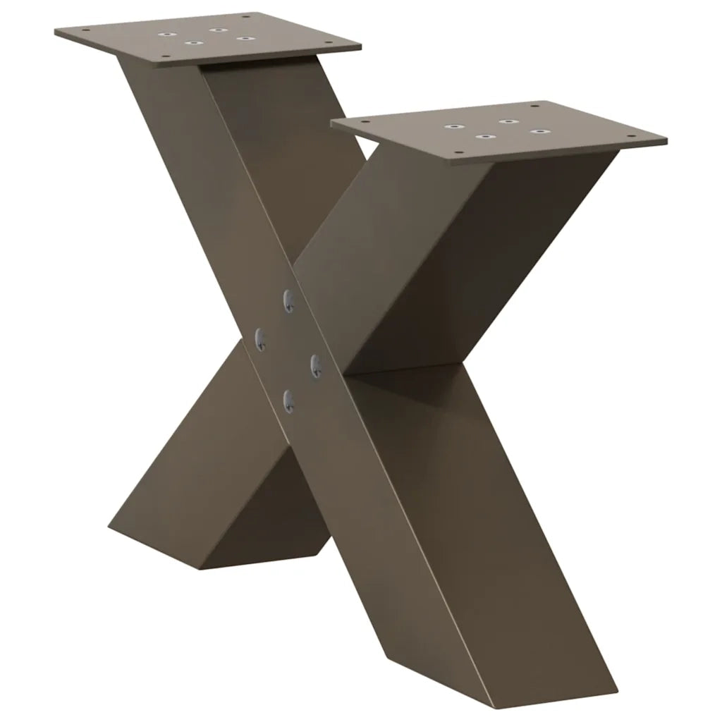 Gambe per Tavolino da Caffè a Forma di X 2 pz Acciaio Naturale 50x(30-31) cm Acciaio 4012939