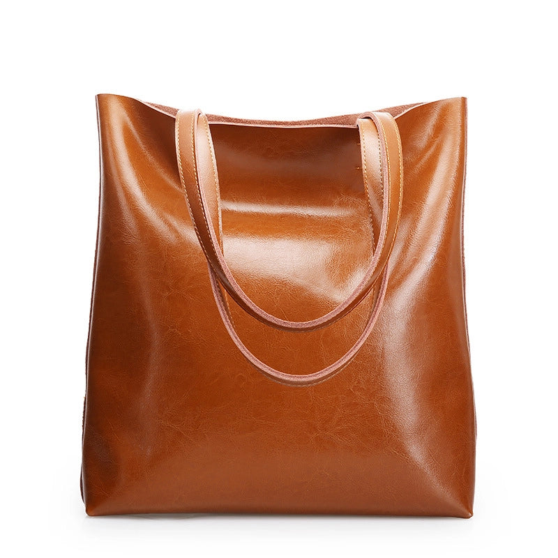 Borsa da lavoro grande da donna in vera pelle, borsa a tracolla da viaggio da donna, marrone