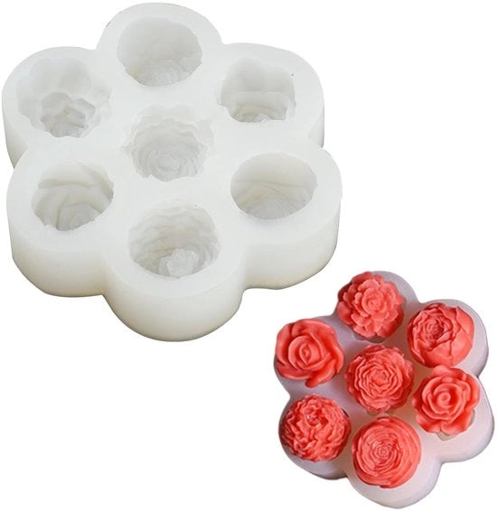 Silicone Modulo a Fiore - 7 Orecchie - Forma Flessibile per Decorazioni - Toppers per Torta/Cake - Chocolata/Gelato - Adatto per Forno/Congelatore/Microonde - Muffiniera a Forma di Fiore