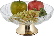 Scaletta da servizio a piede, look di cristallo, decorativa, di vetro, HxØ: 11 x 25 cm, scelta per frutta, trasparente/oro