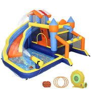 Castello Gonfiabile 8-in-1 con Scivolo Piscina Trampolino Parete Arrampicata ¨C Xylo ¨C 350x325x210cm Multicolore