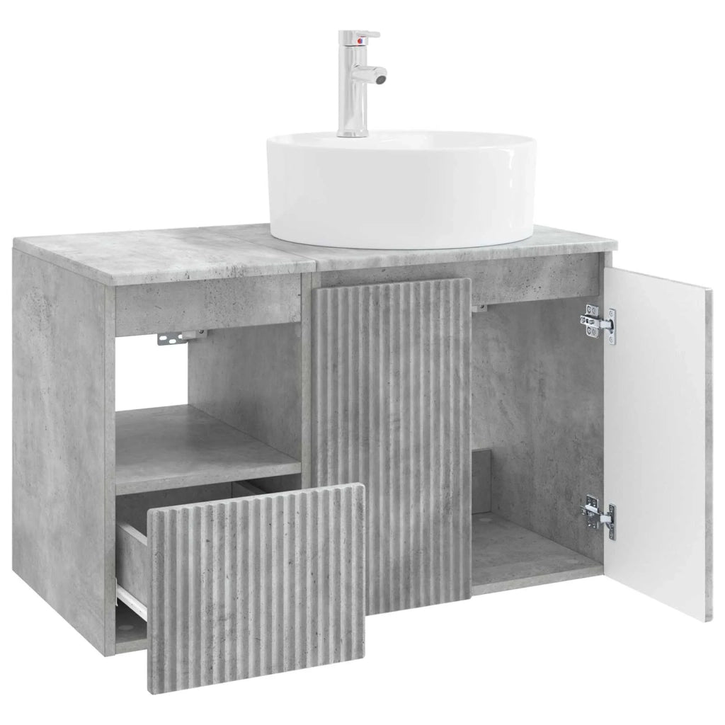 Set di mobili per il bagno 2 pz Grigio Cemento 3404077