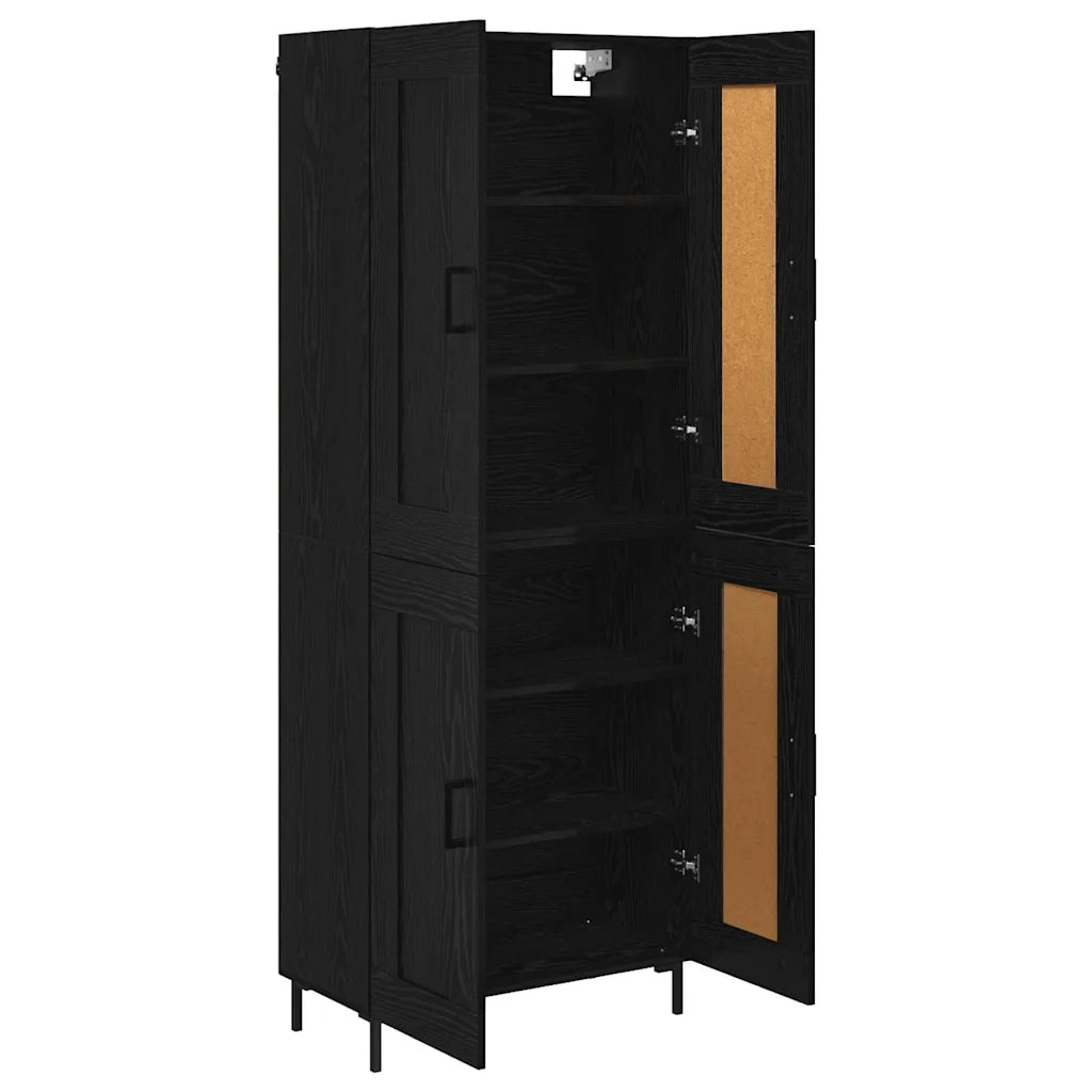 Credenza 2 pcs Rovere Nero Legno multistrato