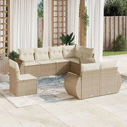 Set Divano da Giardino 8 pz con Cuscini Beige in Polyrattan 3253975