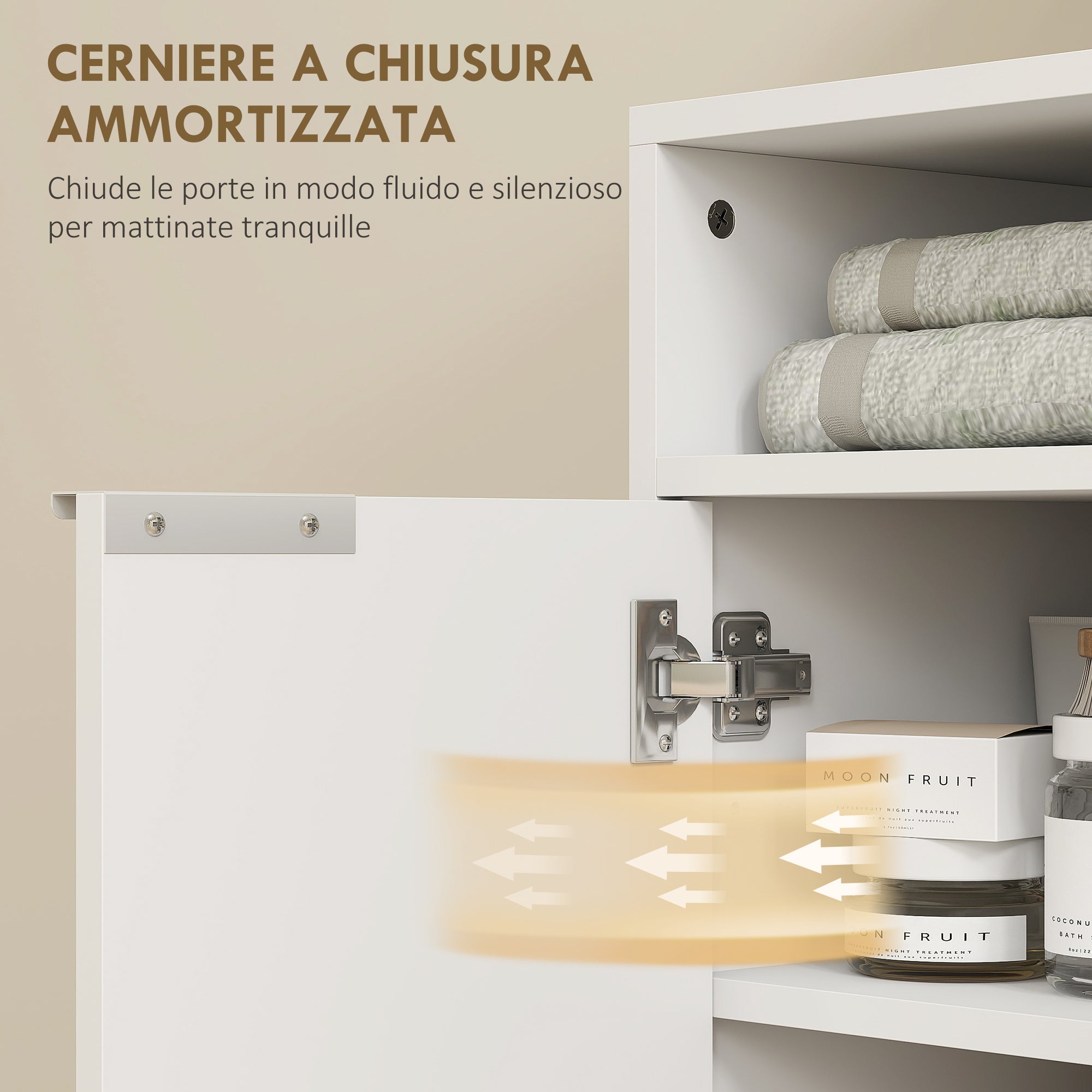Mobile Sotto Lavabo Bagno 60x33x63 cm Ante Design Canettato in MDF Bianco