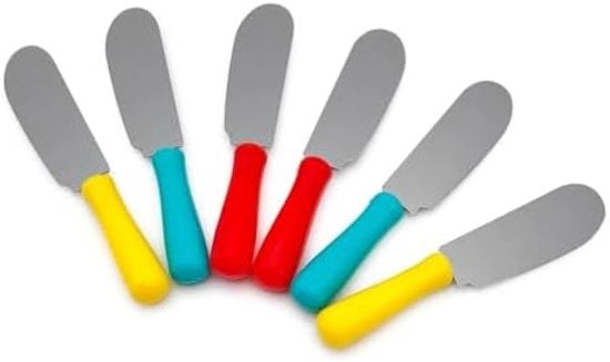Set di 6 coltelli in acciaio inossidabile colorati per burro, formaggio e frutta - Multifunzionale, resistente al lavastoviglie e ergonomico - Ideale per cucina, picnic e tavola elegante