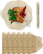 Set di 6 piatti riscaldabili in gomma per tavola rotondi per feste, natale, cucina, ristoranti (oro)