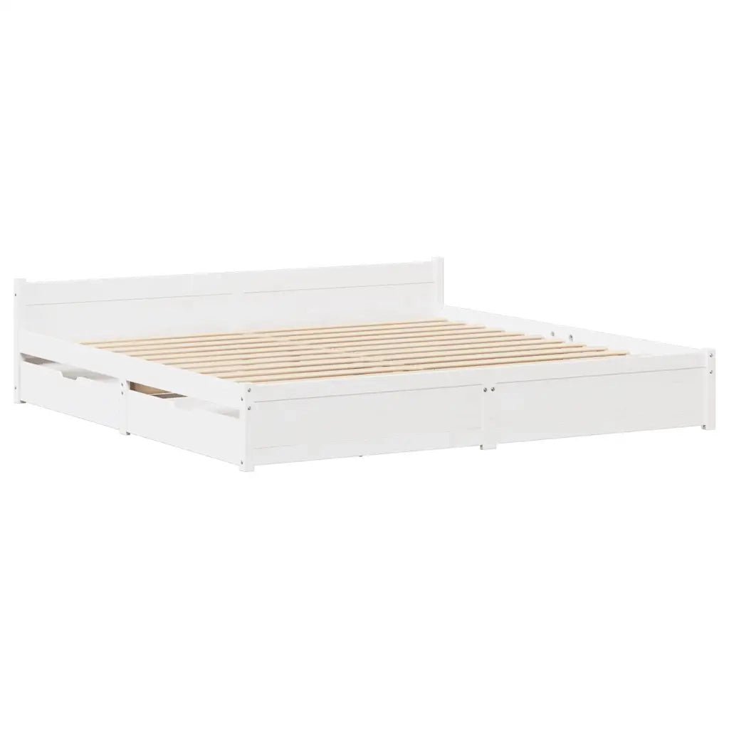 Letto matrimoniale | Letto per adulti | Letto senza Materasso Bianco 135x190 cm Legno Massello di Pino