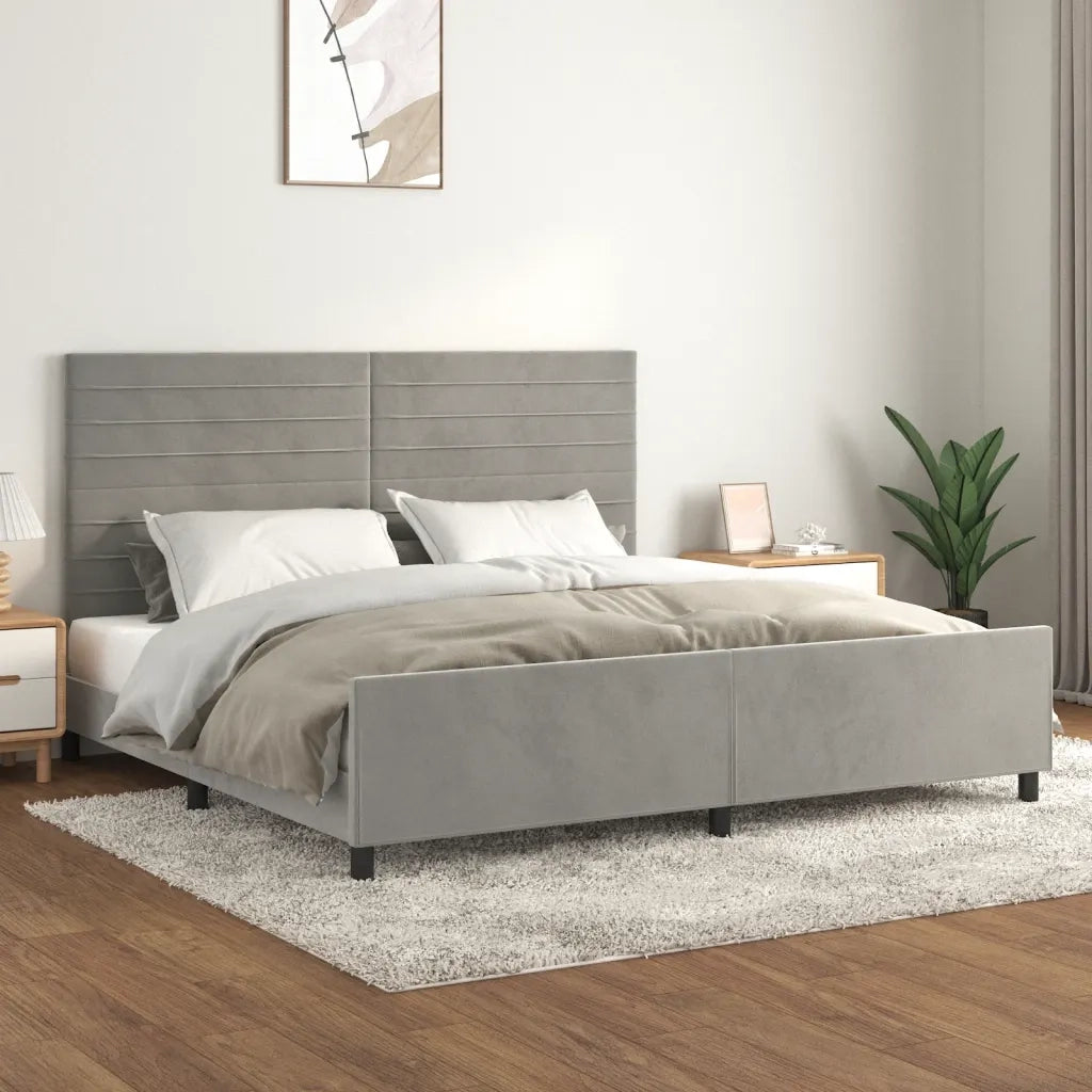 Giroletto senza Materasso Grigio Chiaro 200x200 cm Velluto 3125836
