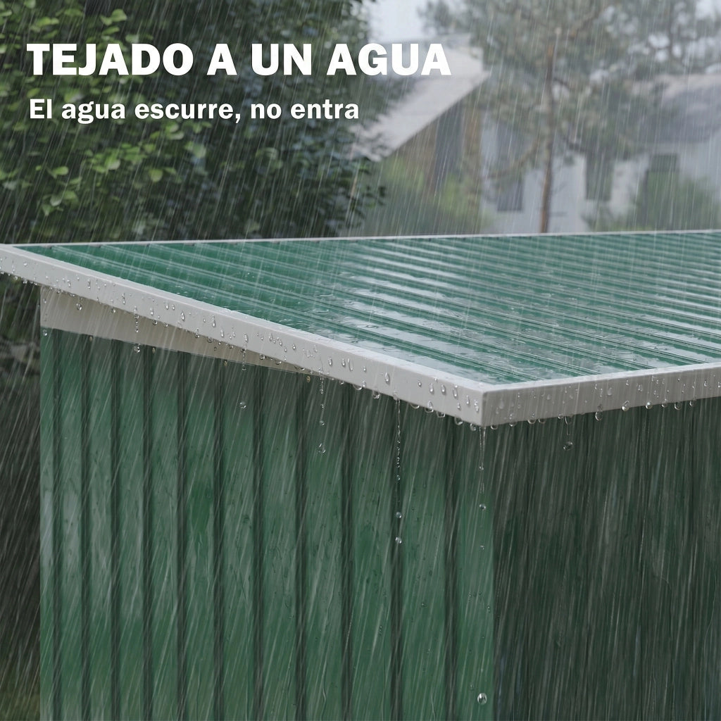 Casetta da Giardino in Metallo per Attrezzi ¨C zephmum ¨C Verde 213x130x172 cm