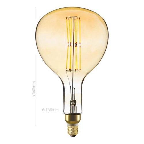 LAMPADINA LED, E27, PERA XXL A160, VETRO AMBRATO, 4W, 130 LM, COLORE CALDO 2000K, FILAMENTO ONDA VERTICALE, CLASSE A+, DIMMERABILE