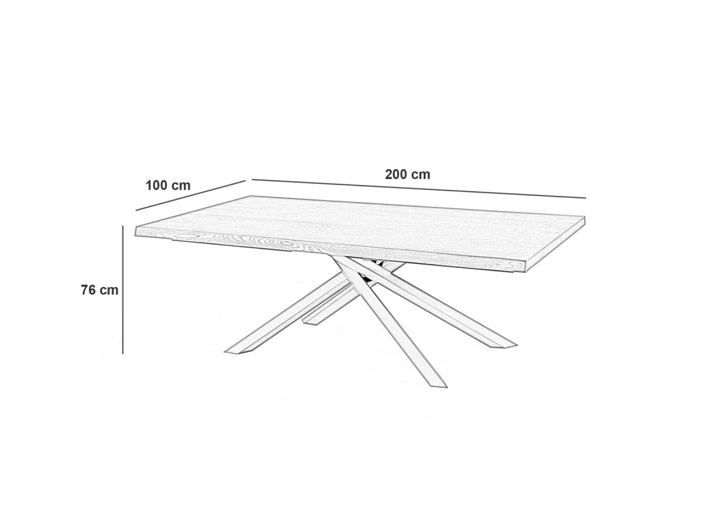 Tavolo Fisso 200x100x76 cm in Frassino Spike  Naturale