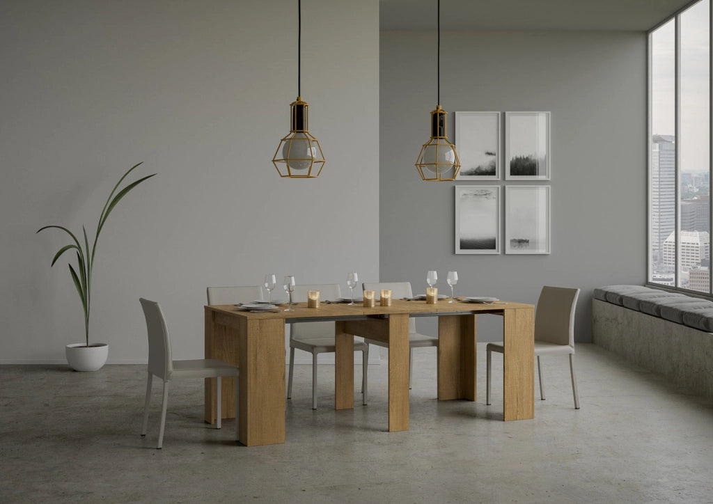 Consolle Allungabile 90-308x48x77 cm in Nobilitato Marrone