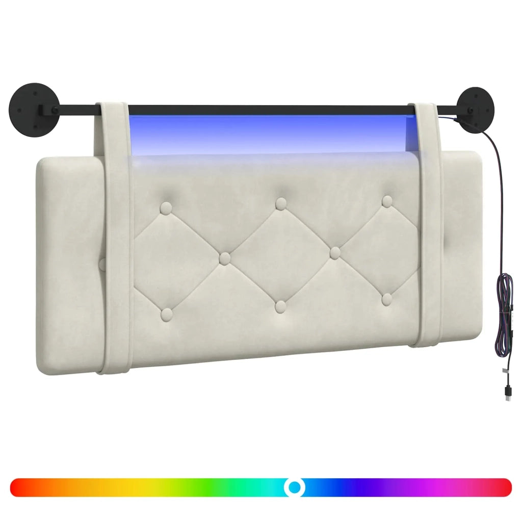 Testiera sospesa Con luce LED Crema Velluto