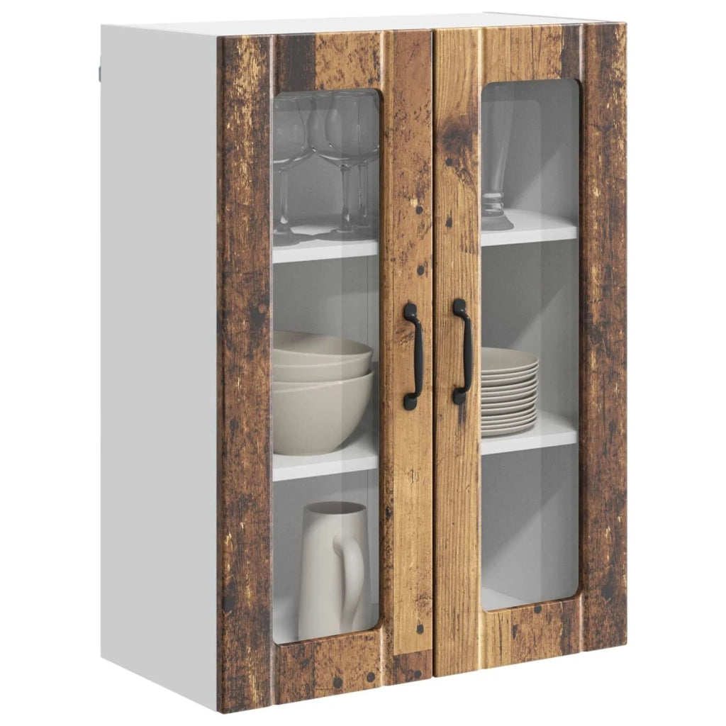 Mobile in vetro da parete LUCCA Legno antico 60 x 31 x 80 cm
