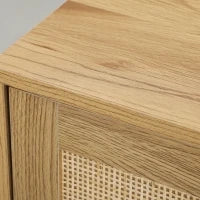 Credenza per Soggiorno Bohémien con Porte in Rattan e Scaffali Regolabili 120x40x75 cm Legno Naturale