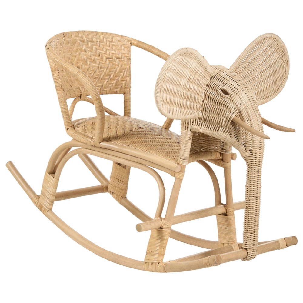 Sedia a dondolo per bambini da giardino in rattan naturale per interni
