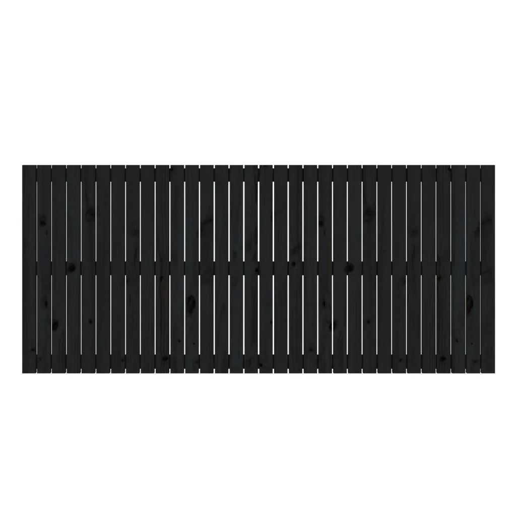 Testiera da Parete Nera 204x3x90 cm in Legno Massello di Pino 824882