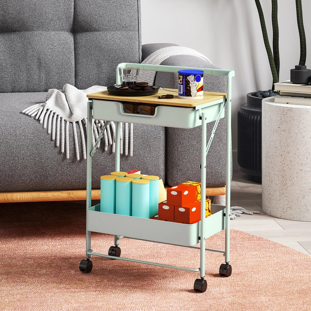 Carrello cassettiera con ruote ¨C zephmum ¨C verde chiaro 60x40x80