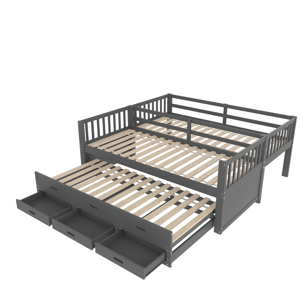Letto a castello funzione estrabile in pino e mdf 90x200 cm