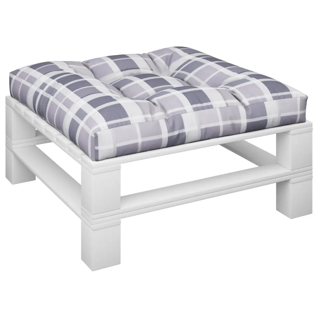 Cuscino per Pallet a Quadri Grigi 70x70x12 cm in Tessuto 360483